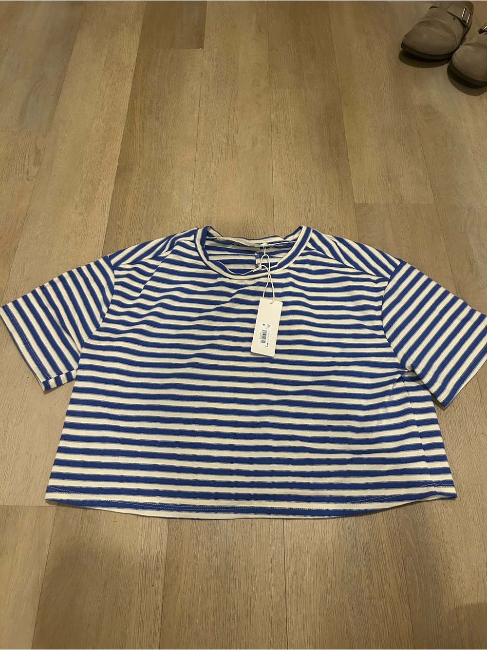 Altard State Blue & White Striped Cotton Lounge Set - Short Sleeve Top & Shorts - Picture 6 of 8
